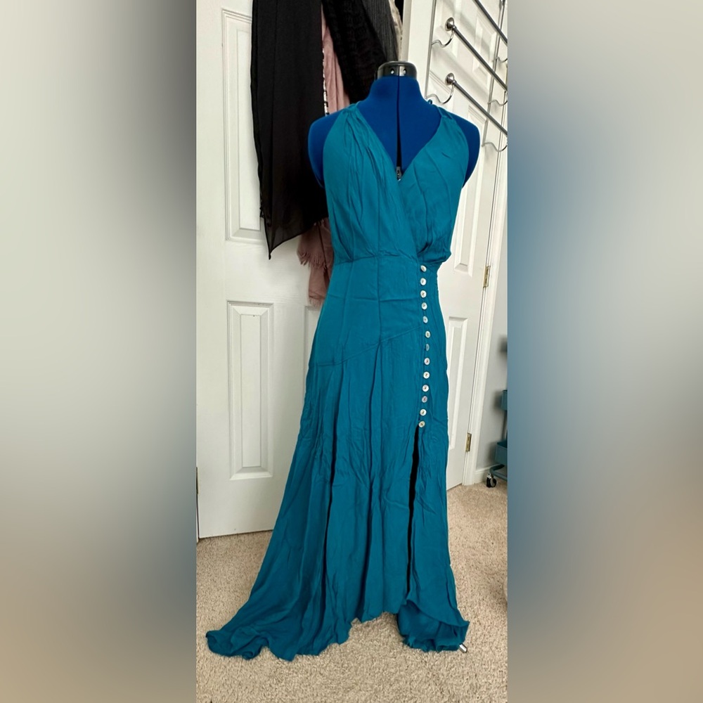 Free People Teal Wrap halter Dress size small